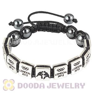 Handmade London 2012 Olympics Wrestling Square Alloy Bracelets With Hematite