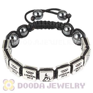Handmade London 2012 Olympics Triathlon Square Alloy Bracelets With Hematite