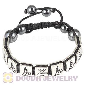 Handmade London 2012 Olympics Triathlon Square Alloy Bracelets With Hematite
