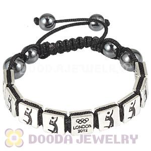 Handmade London 2012 Olympics Volleyball Square Alloy Bracelets With Hematite