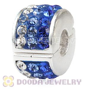  925 Sterling Silver Clip Charm Beads With Austrian Crystal 