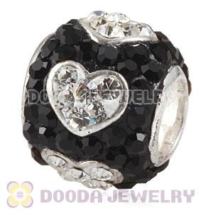  925 Sterling Silver Heart Charm Beads With Austrian Crystal Wholesale 