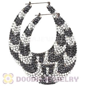 76X90mm Basketball Wives Bamboo Crystal Hoop Earrings Wholesale