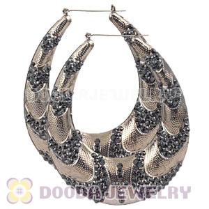 76X90mm Basketball Wives Bamboo Crystal Hoop Earrings Wholesale