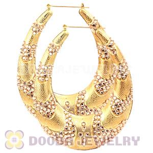 76X90mm Basketball Wives Bamboo Crystal Hoop Earrings Wholesale