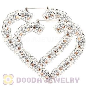 85X80mm Basketball Wives Bamboo Crystal Heart Earrings Wholesale