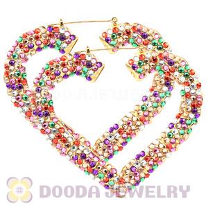 85X80mm Colorful Basketball Wives Bamboo Crystal Heart Earrings Wholesale