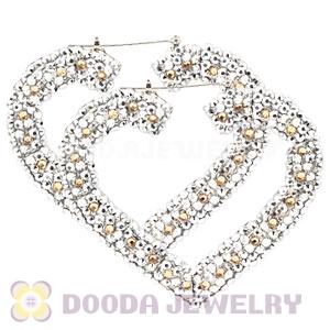 85X80mm Basketball Wives Bamboo Crystal Heart Earrings Wholesale