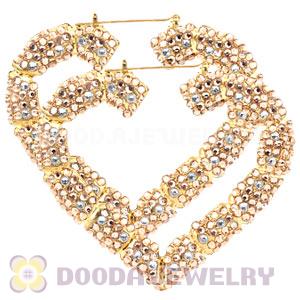 85X80mm Basketball Wives Bamboo Crystal Heart Earrings Wholesale