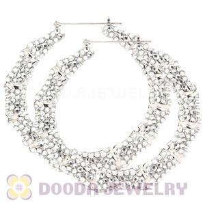85mm Basketball Wives Bamboo Crystal Hoop Earrings Wholesale
