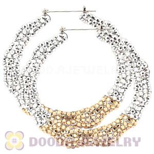 85mm Basketball Wives Bamboo Crystal Hoop Earrings Wholesale