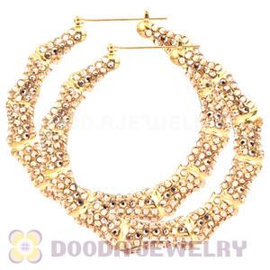 85mm Basketball Wives Bamboo Crystal Hoop Earrings Wholesale