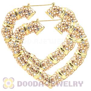 85X90mm Basketball Wives Bamboo Crystal Heart Earrings Wholesale