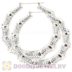 90mm Basketball Wives Bamboo Crystal Hoop Earrings Wholesale