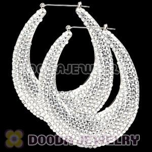 76X90mm Silver Basketball Wives Bamboo Crystal Water Drop Earrings