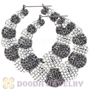 80mm Basketball Wives Bamboo Buddhist Bead Crystal Hoop Earrings 