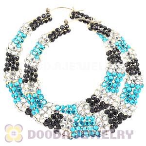 80mm Basketball Wives Bamboo Crystal Hoop Earrings Wholesale