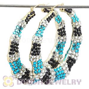 Cheap 80mm Basketball Wives Bamboo Crystal Hoop Earrings Wholesale
