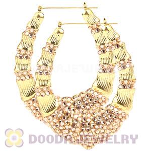 60X80mm Gold Basketball Wives Bamboo Crystal Water Drop Earrings 
