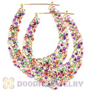 60X80mm Colorful Basketball Wives Bamboo Crystal Water Drop Earrings 
