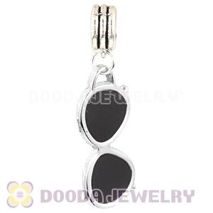 Platinum Plated Alloy European Enamel Black Sunglass Charms Wholesale