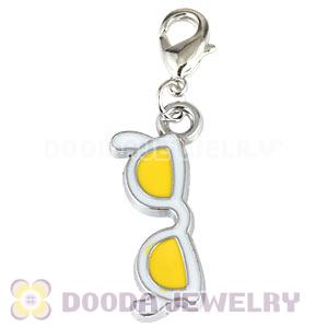 Platinum Plated Alloy Enamel European Jewelry Yellow Sunglass Charms Wholesale 