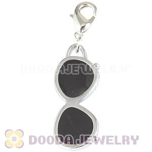 Platinum Plated Alloy Enamel European Jewelry Black Sunglass Charms Wholesale 