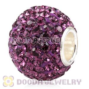 10X13 Big Charm Beads With 130pcs Amethyst Austrian Crystal 925 Silver Core