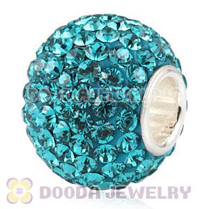 10X13 Big Charm Beads With 130pcs Blue Zircon Austrian Crystal 925 Silver Core