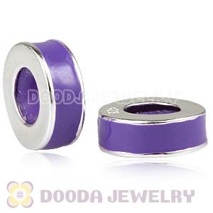 925 Sterling Silver Enamel Purple Stopper Charms Beads For Bracelets