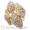 Wholesale Gold Plated White Crystal Flower Ring For Women