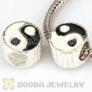 Wholesale Silver Plated Enamel European Yin Yang Charm Bead