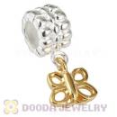 Gold Plated Sterling Silver Dangle Butterfly Charms Beads