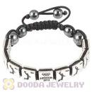 Handmade London 2012 Olympics Basketball Square Alloy Bracelets With Hematite