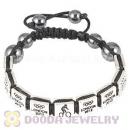 Handmade London 2012 Olympics Cycling Mountain Bike Square Alloy Bracelets With Hematite
