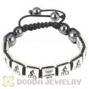 Handmade London 2012 Olympics Cycling Mountain Bike Square Alloy Bracelets With Hematite