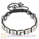 Handmade London 2012 Olympics Football Square Alloy Bracelets With Hematite