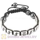 Handmade London 2012 Olympics Football Square Alloy Bracelets With Hematite