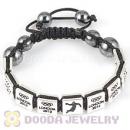 Handmade London 2012 Olympics Handball Square Alloy Bracelets With Hematite