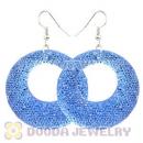 Basketball Wives Blue Crystal Circle Bamboo Hoop Earrings Cheap