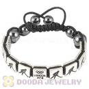 Handmade London 2012 Olympics Hockey Square Alloy Bracelets With Hematite