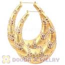 76X90mm Basketball Wives Bamboo Crystal Hoop Earrings Wholesale