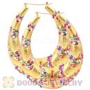 76X90mm Basketball Wives Bamboo Crystal Hoop Earrings Wholesale