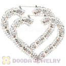 85X80mm Basketball Wives Bamboo Crystal Heart Earrings Wholesale