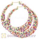 90mm Colorful Basketball Wives Bamboo Crystal Hoop Earrings