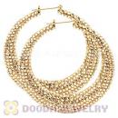 90mm Gold Basketball Wives Bamboo Crystal Hoop Earrings