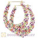 60X80mm Colorful Basketball Wives Bamboo Crystal Water Drop Earrings