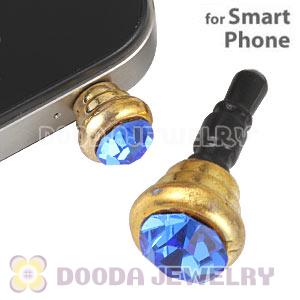 Earphone Jack Plug Accessory With Ocean Blue Crystal For Smart Phone Wholesale 