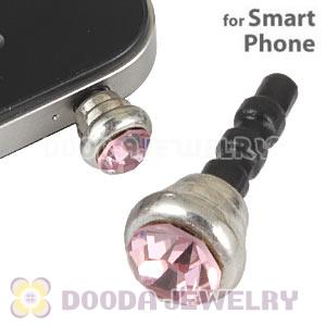 Earphone Jack Plug Accessory With Pink Crystal For Smart Phone Wholesale 