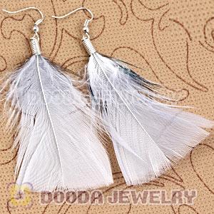 Fashion White Bohemian Feather Earrings With Alloy Fishhook Wholesale